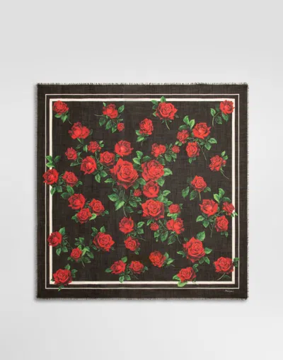 Dolce & Gabbana Étole En Coton À Imprimé Roses In Print