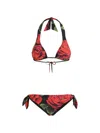 Dolce & Gabbana Rose-print Triangle Bikini In Pink