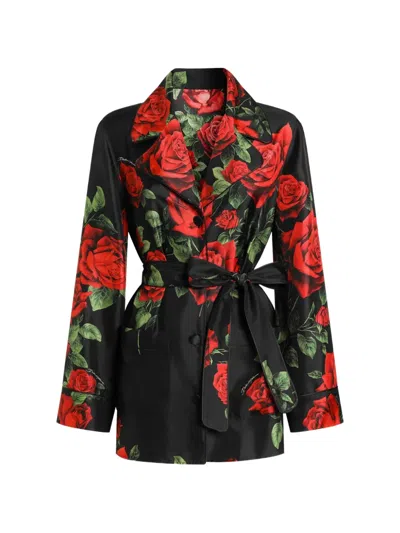 Dolce & Gabbana Rose-print Vanity Twill Shirt In Black