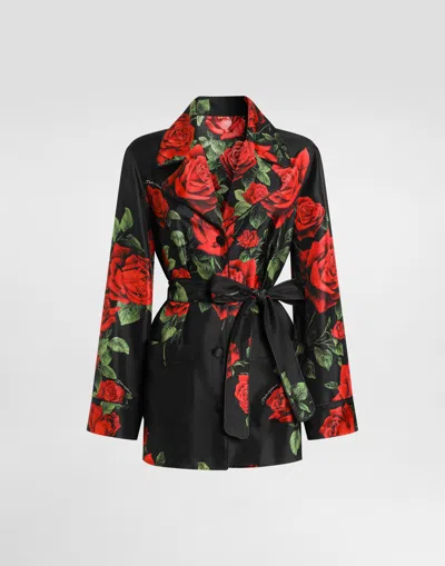 Dolce & Gabbana Chemise Vanity En Twill À Imprimé Roses In Multicolor