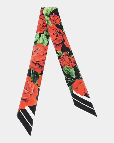 Dolce & Gabbana Rose-printed Silk Headscarf In Hh6ej-rose