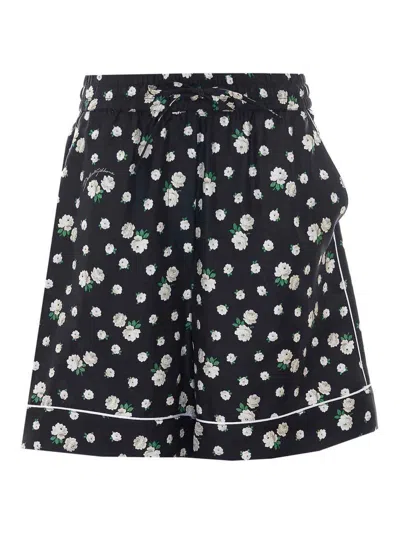 Dolce & Gabbana Roses And Lilies Of The Valley-print Shorts In Black