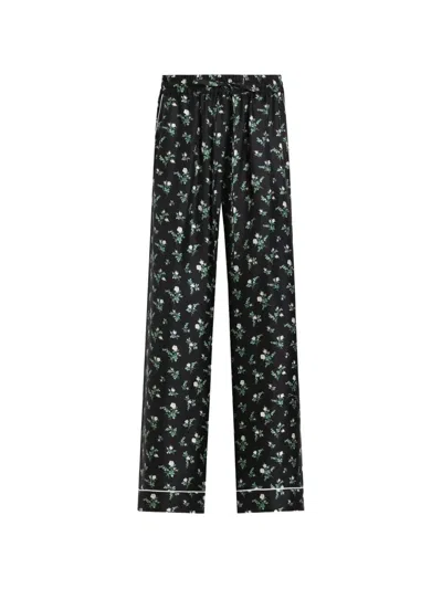 Dolce & Gabbana Roses And Lilies Of The Valley-print Twill Vanity Trousers In Black