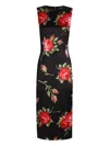 Dolce & Gabbana Women Black Dress With All-over Floral Print In Silk Woman In Black