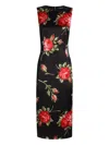 Dolce & Gabbana Women Black Dress With All-over Floral Print In Silk Woman In Black