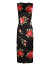 Dolce & Gabbana Women Black Dress With All-over Floral Print In Silk Woman In Multi