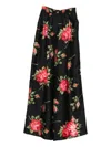 Dolce & Gabbana Women Wide-leg Pants With A Rose Bouquet Print In Multi