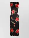 Dolce & Gabbana Women Black Dress With All-over Floral Print In Silk Woman In Multi