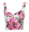 Dolce & Gabbana Pink Crop Top With All-over Printed Floral Motif In Cotton Blend Woman