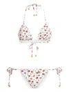 Dolce & Gabbana Small Rose-print Triangle Bikini In White