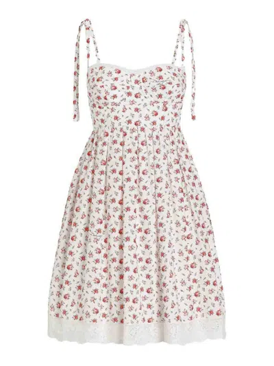Dolce & Gabbana Roses Print Short Dress In White