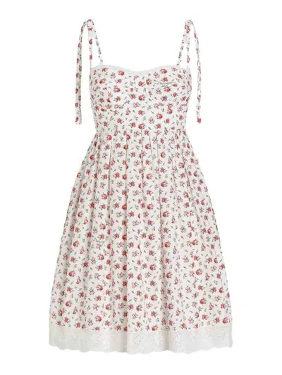 Dolce & Gabbana Roses Print Short Dress In White
