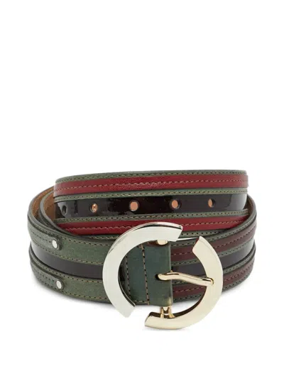 Pre-owned Dolce & Gabbana Round-buckle Leather Belt In Green