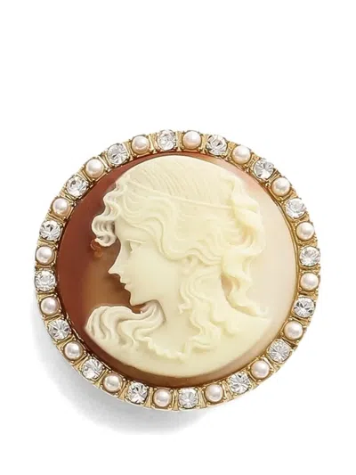 Dolce & Gabbana Round Cameo Brooch In Gold