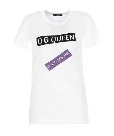 Dolce & Gabbana Round Collar Logo T-shirt In White