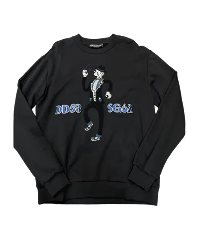 Dolce & Gabbana Round-collar Long-sleeve Hoodie In Black