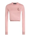 Dolce & Gabbana Round-collar Long-sleeve Hoodie In Pink