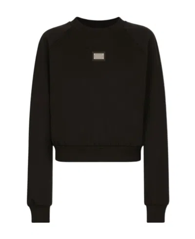 Dolce & Gabbana Round Collar Long Sleeve Jumper In Black