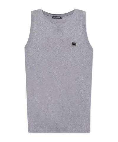Dolce & Gabbana Round Collar Sleeveless Vest In Gray