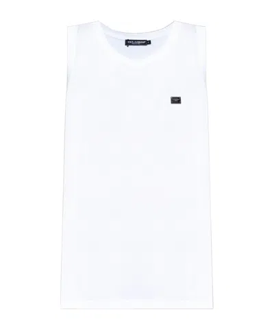 Dolce & Gabbana Round Collar Sleeveless Vest In White