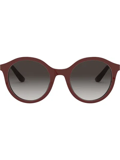 Dolce & Gabbana Oversized Round Frame Sunglasses In Red