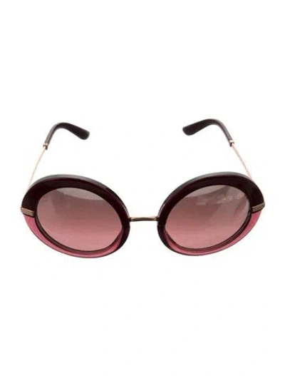 Pre-owned Dolce & Gabbana Round Gradient Sunglasses In Burgundy