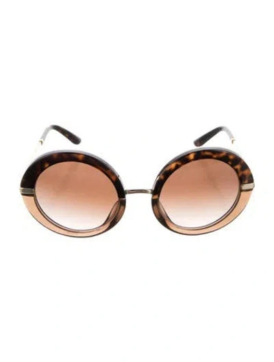 Pre-owned Dolce & Gabbana Round Gradient Sunglasses In Gold