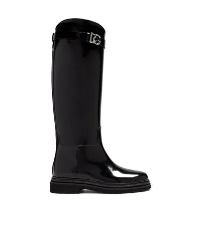 DOLCE & GABBANA DOLCE  GABBANA LOGO PLAQUE BOOTS
