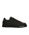 Dolce & Gabbana 'portofino' Black Low Top Sneakers With Logo Patch On The Tongue And Logo Lettering On The Side In Black