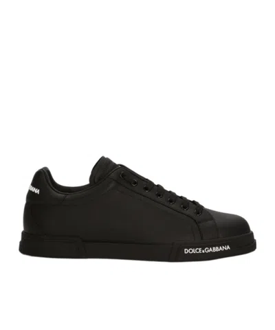 Dolce & Gabbana Round Head Flat Sneakers In Black