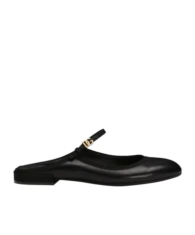 Dolce & Gabbana Round Head Muller Shoes In Black