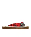 Dolce & Gabbana Floral Espadrille Slides In Brown