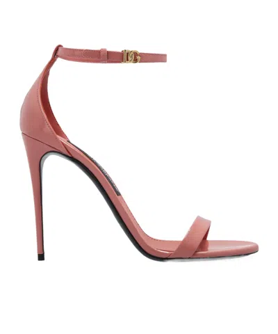 Dolce & Gabbana Keira Leather Sandals Toe Stiletto Heel In Pink