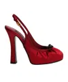 Dolce & Gabbana Satin Pumps With Platform Sole And Bow Detail In Red