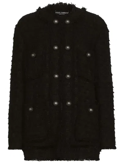 Dolce & Gabbana Rush-stitch Single-breasted Jacket In Black