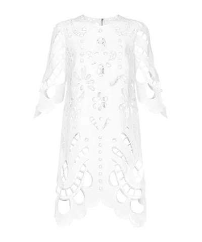 Dolce & Gabbana Cotton Midi Dress With Cut-out Detailing In White