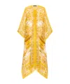Dolce & Gabbana Long Silk Chiffon Dress With Majolica Print In Yellow