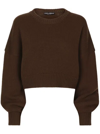 Dolce & Gabbana Round-neck Drop-shoulder Jumper In Brown