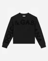 Dolce & Gabbana Round-neck Jersey Sweatshirt With Flocked Print In Black