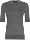 Dolce & Gabbana Round Neck Knit Top In Grey