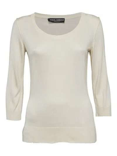 Pre-owned Dolce & Gabbana Round-neck Long-sleeve Top In Neutral