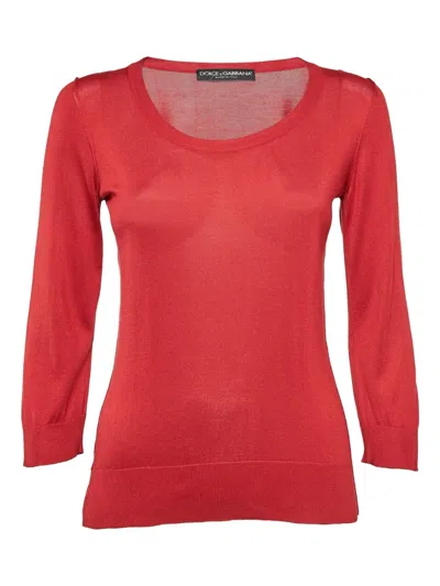 Pre-owned Dolce & Gabbana Round-neck Long-sleeve Top In Red