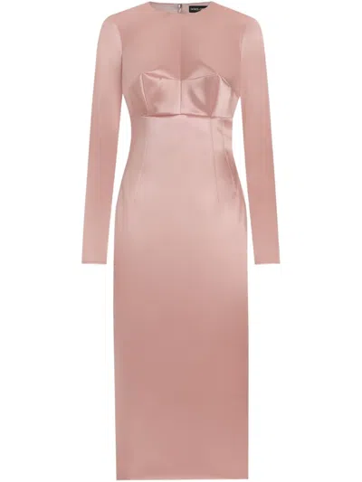 DOLCE & GABBANA ROUND-NECK SATIN MIDI DRESS