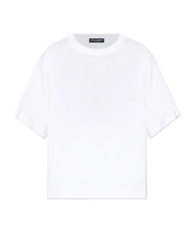 Dolce & Gabbana Round Neck Short Sleeve T-shirt In White