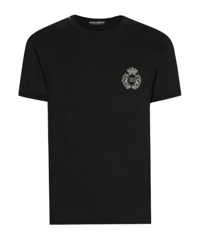 Dolce & Gabbana Round Neck Short Sleeve T-shirt In Black