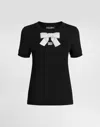 Dolce & Gabbana Bow Detail Crew Neck Short Sleeve T-shirt In Black