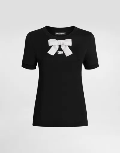 Dolce & Gabbana Round Neck Short Sleeve T-shirt In Black