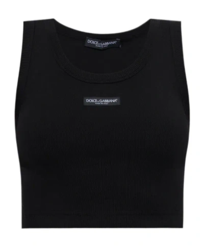Dolce & Gabbana Round Neck Sleeveless Vest In Black