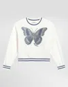 Dolce & Gabbana Round-neck Sweatshirt With Butterfly And Dg Logo In White