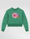 Dolce & Gabbana Round-neck Sweatshirt With Flower And Dg Logo In Green